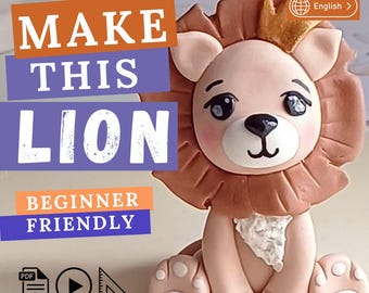Tutorial para decorar tartas con forma de león con fondant – Safari: PDF para principiantes (vídeo + plantilla)