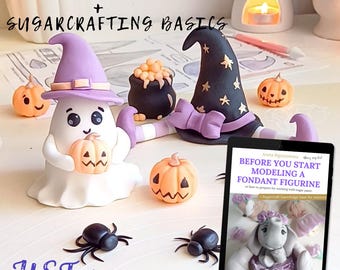 チュートリアルセット - テンプレート付きハロウィンフォンダンビデオチュートリアル + フォンダンフィギュアの作成を始める前に知っておくべきことすべて