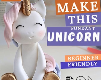 Cake topper video tutorial - cheerful fondant unicorn. Pastel decoration for a girl's rainbow birthday party.