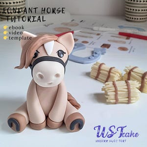 Horse, hay, and horseshoe. Video tutorials fondant cake topper. Child&#39;s birthday with a farm theme. Village animals. Country boho wedding.