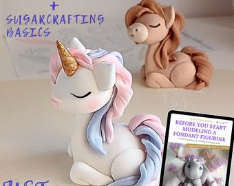 Kit de Fondant - Videotutorial de adorno para tarta de unicornio o caballo con plantillas + Todo lo que necesitas saber antes de empezar a crear la figura