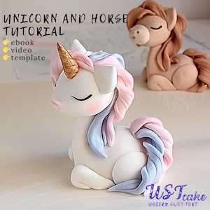 Sleeping unicorn/ horse cake topper video tutorial whit templates. Sugarpaste fondant cake. Unicorn birthday party. Cake for kids.