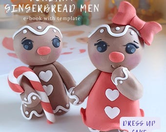 ジンジャーブレッドマンのフォンダンケーキトッパーの作り方（テンプレート付き）（PDF）