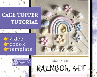 Tutorial para decorar pasteles con un arcoíris de fondant: Decoración de fiesta de unicornio con pasta de azúcar (patrón en PDF)