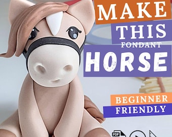 Caballo, heno y herradura. Tutoriales en vídeo para decorar tartas con fondant. Cumpleaños infantil con temática de granja. Animales de granja.