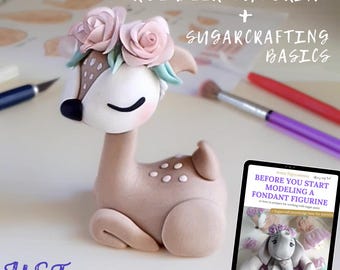 シュガークラフト セット - ノロジカ、バンビ、ケーキ トッパーのビデオ チュートリアル + フォンダン フィギュアの作成を始める前に知っておくべきことすべて