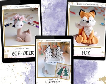 フォンダンケーキトッパーの作り方：鹿、キツネ、森（デジタルダウンロード）