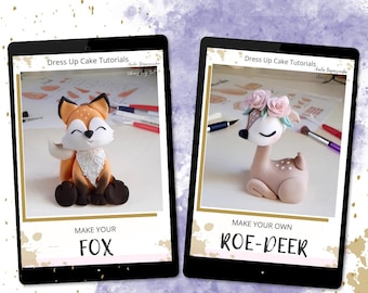 Woodland Animals Fondant Tutorial: Fox and Deer Step-by-Step Guide. Cake Decorating Lesson.