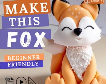 Tutorial para decorar pasteles: Zorro de fondant. Vídeo, libro electrónico y plantilla. Decoración de pastel con temática de bosque. Cumpleaños de niño con temática de bosque.
