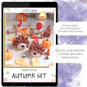 Herbstliches Set aus Fondantdekorationen für eine Waldtorte. E-Book und Video-Anleitung
