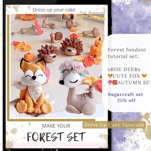 Set autunnale di decorazioni in fondente per una torta foresta. E-book e istruzioni video