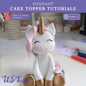 Videotutorial taarttopper - vrolijke eenhoorn fondant. Pastelkleurige decoratie voor een regenboogverjaardagsfeestje voor meisjes.