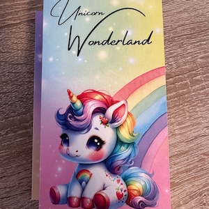 4er Klappkarte/ passend für A6 Binder/ Einhörner/Rubbelchallenge/ Würfelchallenge/Loschallenge (Art.-Nr: EB-087)