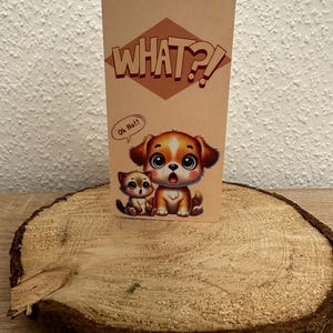 What?/ 3er Klappkarte/Tiere/Passend für A6 Binder/Rubbelchallenge/Loschallenge/Würfelchallenge (Art.-Nr: EB-099)