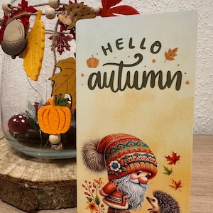 Hello Autumn/ 3er Klappkarte/Herbst/Gnome/Wichtel / passend für A6 Binder (Art.-Nr: EB-105)
