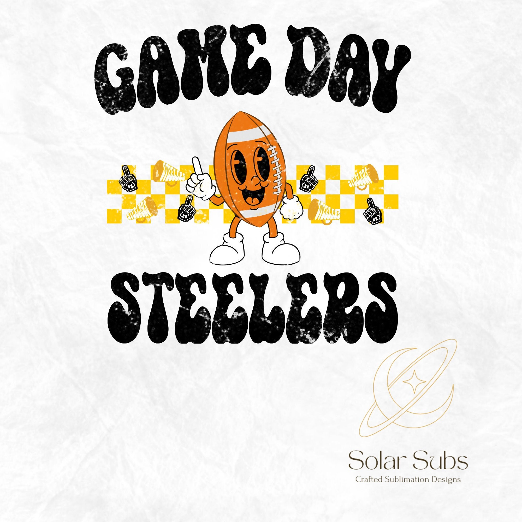 Game Day Steelers PNG Sublimation Download DISTRESSED 