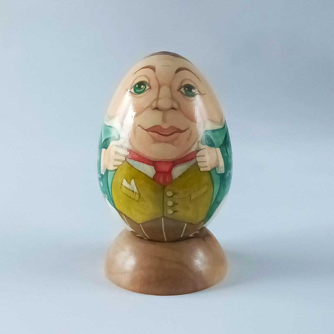 Green Humpty Hand-painted Wooden Egg – Humpty Dumpty in a Green Tailcoat | Nursery ...