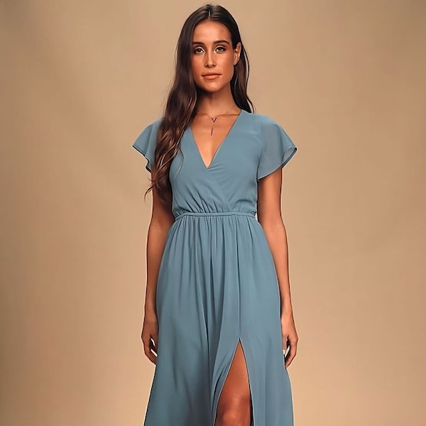 Dusty Blue Dress Etsy