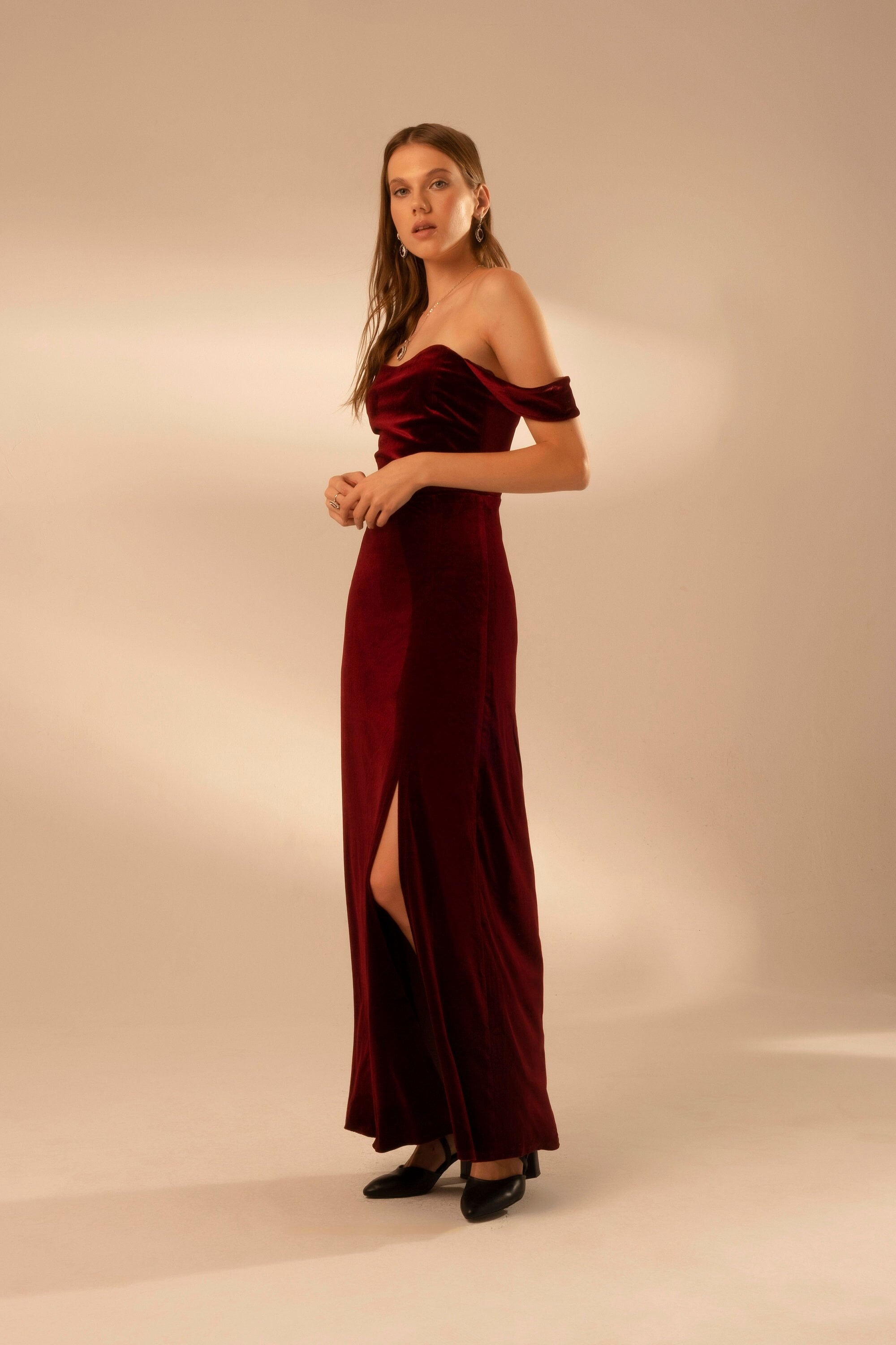 Off Shoulder Velvet Dress - Etsy Canada