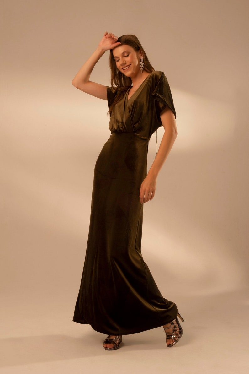 olive green velvet dress ⁍ Olive Green Bridesmaid Dress ⁍ Green Forest Velvet Bridesmaid Dress ⁍ Green Olive Velvet Dress⁍Green Velvet Dress Luxe velvet Olive Bridesmaid Dress Velvet Size