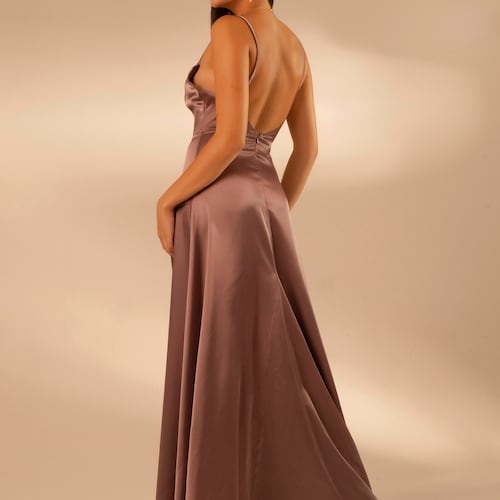 slip prom dresses Women's Slipdress Formal & Evening Gowns style prom dress has a v Midnight Round Neck Sparkly Satin
