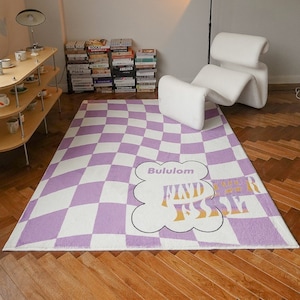 Retro Checkerboard Living Room Carpet, rug, room decoration, Bedside mats