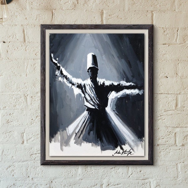 Turkish Dervish Whirling Mevlana Oil Painting Islamic Wall Art