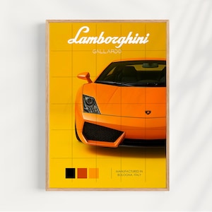 Lamborghini Gallardo, speziell entwickelt für Poster- und Leinwanddruck Herunterladbare digitale Datei, Sportwagen Gallardo Modell, Auto Poster