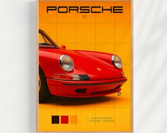 Red Porsche 911 Poster: Sports Car Photography Art (Digital Download Jpeg Files)