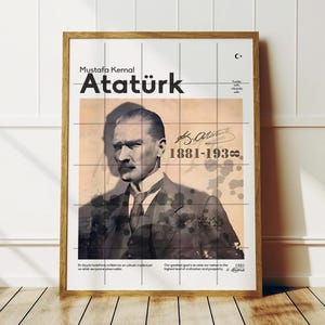 Mustafa Kemal Atatürk Modern Poster, Wall Decor, Digital Download