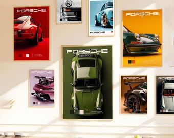 Minimalist Sports Car Poster 8 Set: High-Res Prints (Digital Download Jpeg File)