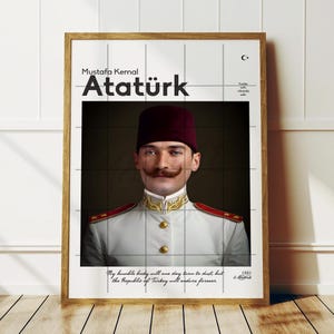 Mustafa Kemal Ataturk and Red Crescent Star Turkish Flag Digital Download, High Resolution Downloadable File for Poster and Canvas Printing