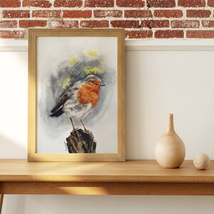 Robin Watercolor Painting: Original Bird Wall Art (10x12 inch)