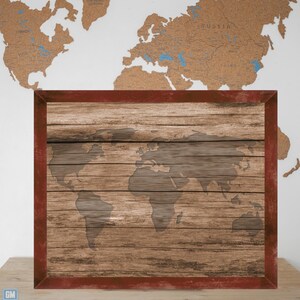 Houten wereldkaart kunstprint, voor thuis- en kantoordecoratie.
