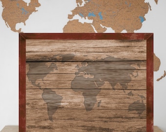 Wooden World Map Art Print, For Home and Office Decor.