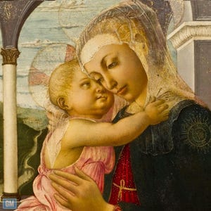 The Madonna gently embracing her son