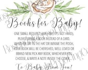 Books for Baby Insert Cards Printable Pink Gold Bring a Book - Etsy
