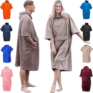 Belieff® Poncho for women and men - Terry water absorbent - surf - Comfortable soft - Egyptian cotton - Beige
