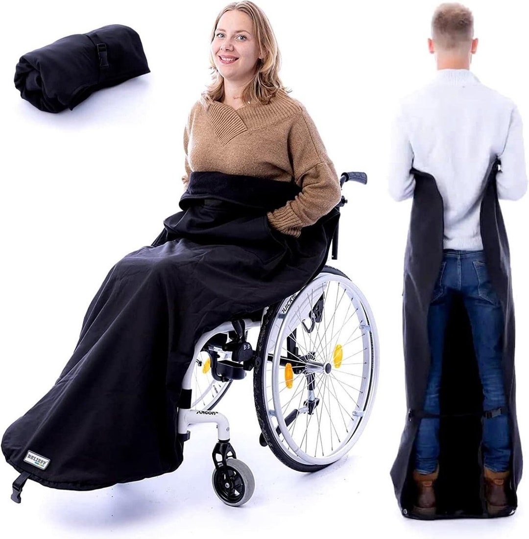 Belieff Wheelchair Blanket / Rug With Flexible Underlay and Hand Pockets Wind and Waterproof