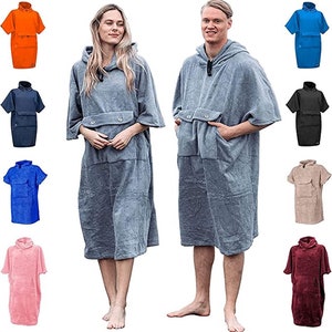 Belieff® Poncho for women and men - Terry water absorbent - surf - Comfortable soft - Egyptian cotton - gray