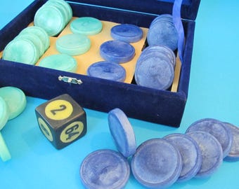 Luxury Handmade Epoxy Customize Backgammon Checkers Set: 44mm 30 g    ( Free Doubling Dice)