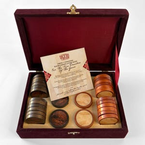 Handmade Epoxy Backgammon Checkers, Tournament Size, Oak Wood Look (32 pcs)