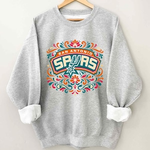 Comfort Colors San Antonio Spurs Floral Shirt, Vintage Boho Spurs Graphic T-Shirt, San Antonio Basketball Floral Folk Art Shirt image 6