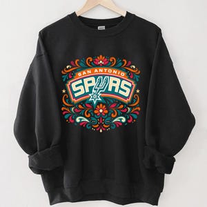 Comfort Colors San Antonio Spurs Floral Shirt, Vintage Boho Spurs Graphic T-Shirt, San Antonio Basketball Floral Folk Art Shirt image 5