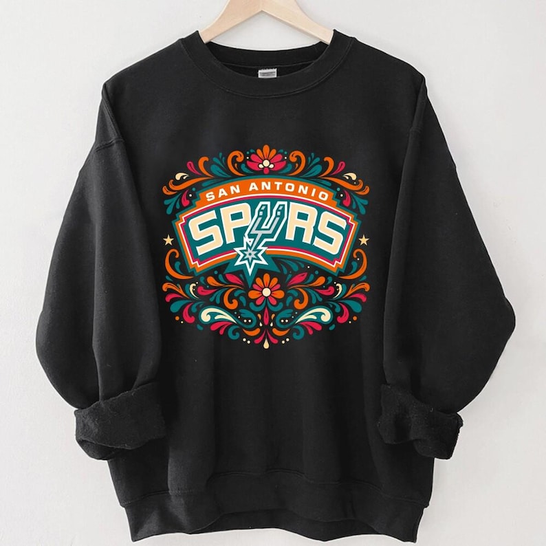 Comfort Colors San Antonio Spurs Floral Shirt, Vintage Boho Spurs Graphic T-Shirt, San Antonio Basketball Floral Folk Art Shirt image 5