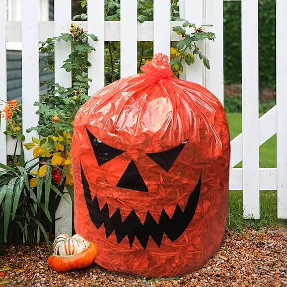 Large Halloween Plastic Pumpkin Garbage Leaf Bags for Home Etsy