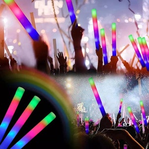 15/30Pcs Led Foam Sticks Flashing Glow Batons Cheer Tube For Wedding Kids Birthday Party Clubs Nightlife