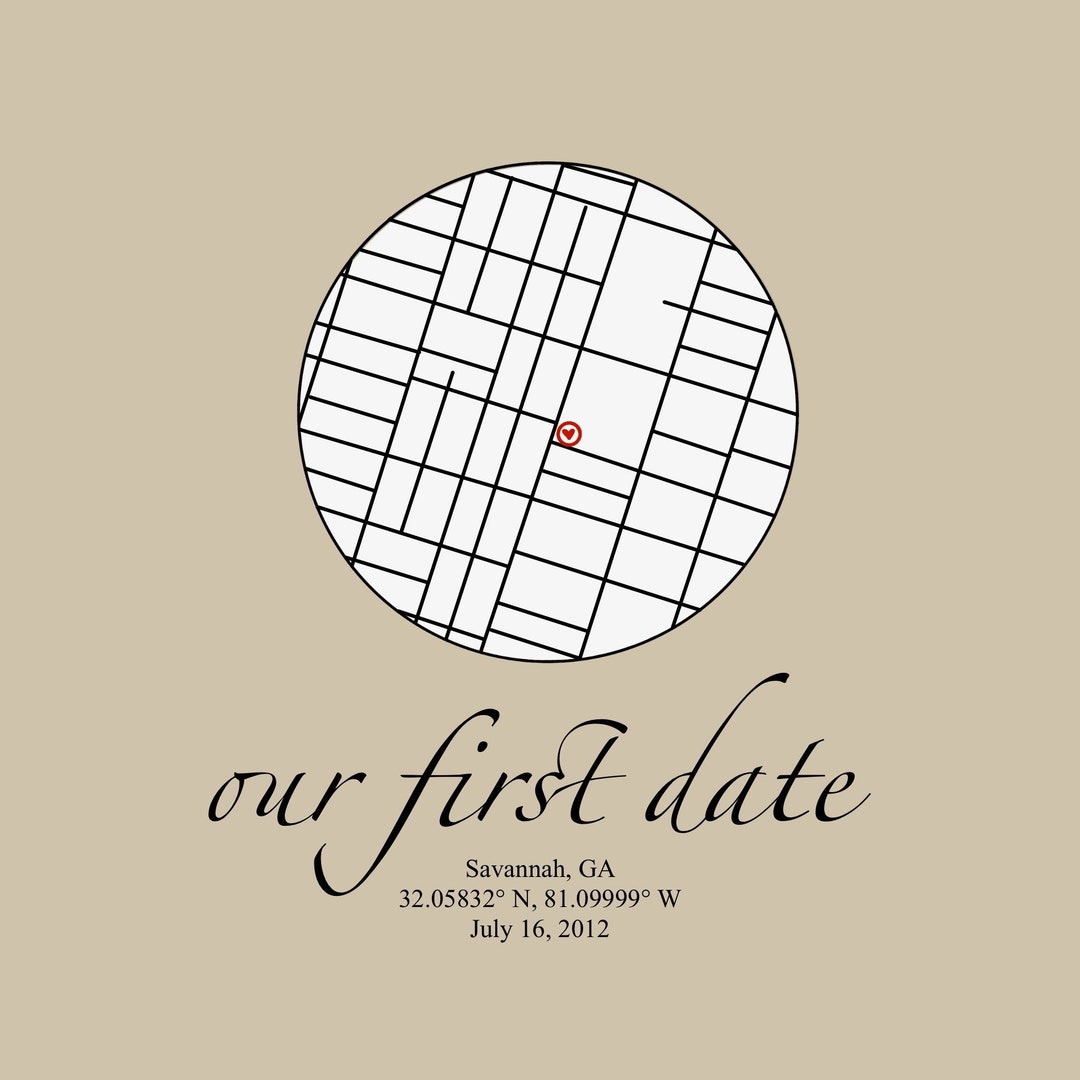 Custom First Date Map / Digital Map / Personalized Map Art / Gifts for ...