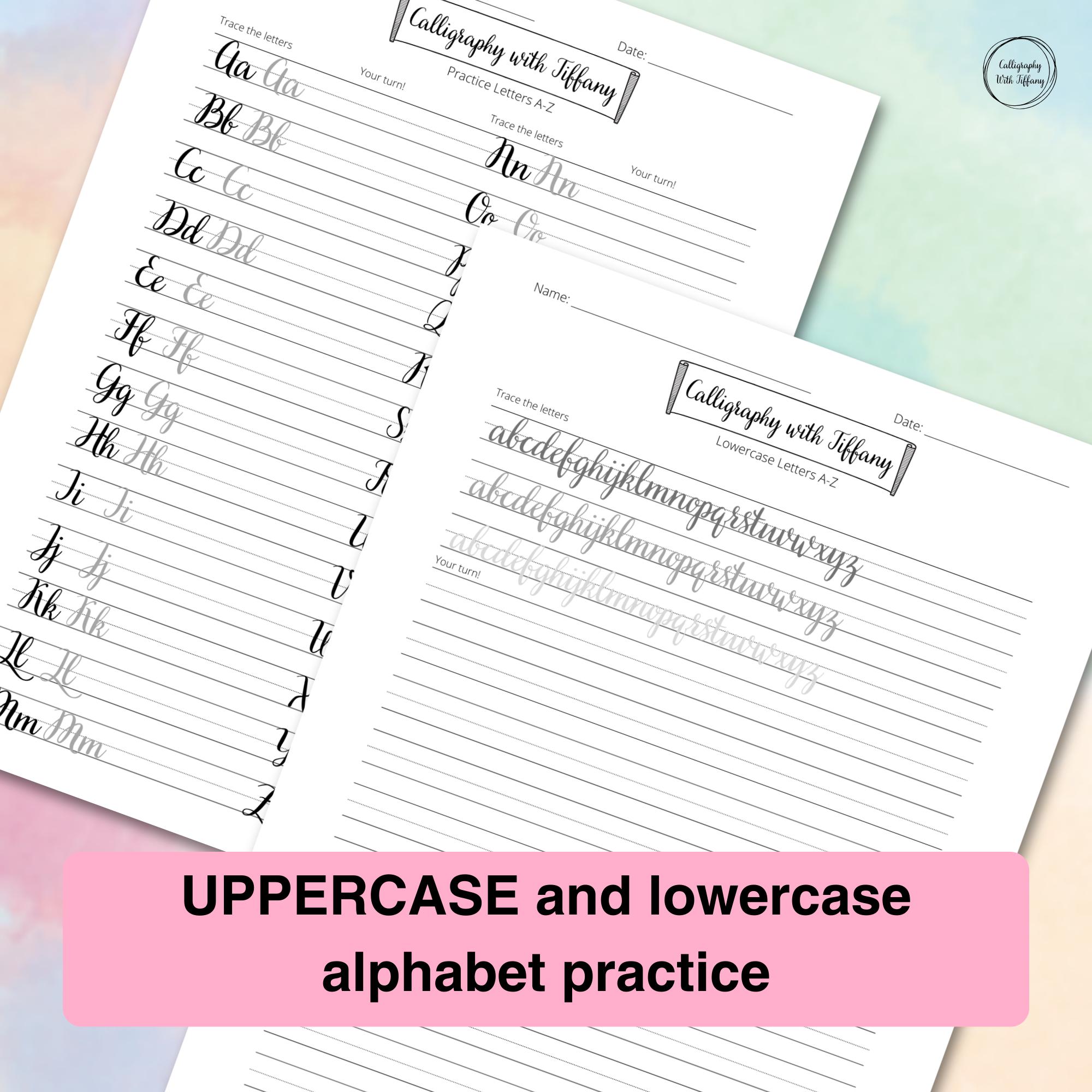 A-Z Cursive Handwriting Practice Sheets | Calligraphy Tracing Workbook ...