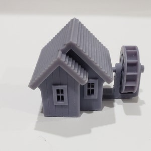 HO Scale Waterwheel with Small Building – DIY Model Kit